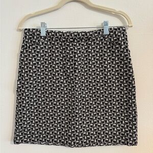 LOFT Black and White Geometric Pencil Skirt